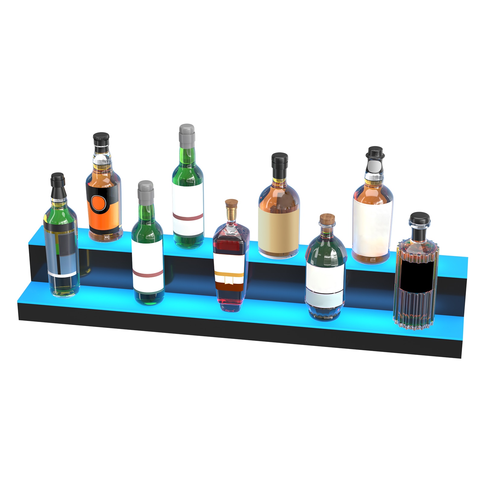 LED Lighted Liquor Bottle Display Bar Shelf RF & App Control 40" 2-Step_voghion.com